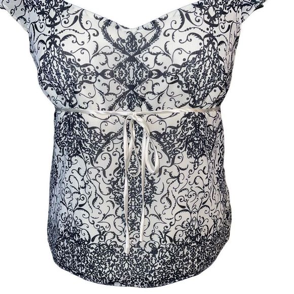 Antonio Melani Women's White/Black Short Sleeve Aline top size 12 - Picture 6 of 10